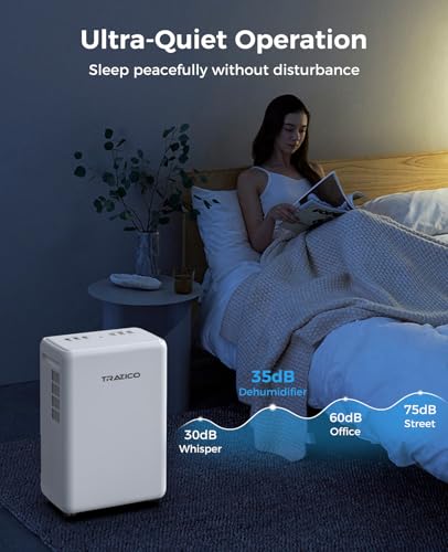 Image of 2000 Sq.ft Dehumidifier for Basement, Trazico 30 Pint Dehumidifiers for Home Large Room Bedroom Bathroom with Drain Hose, Intelligent Humidity Control, 3 Modes, 24H Timer, Auto Defrost, White