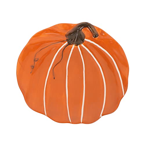 OFFSCH 1Pc Pumpkin Shaped Ceramic Breakfast Plate Hand Painted Yellow Pumpkin Tray for Table for Halloween Decor Serving Snacks and Desserts