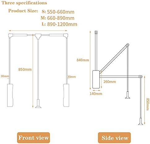 Adjustable Pull Down Closet Rod - Soft-Close Wardrobe Rail Organizer for Clothes - Side Mounted Hanging System - Space-Saving Closet Storage Solution