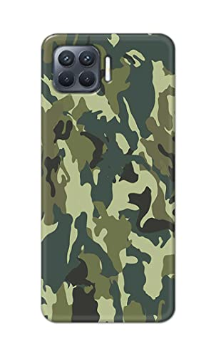 Image of Printed Hard Back Cover Case for Oppo F17 Pro | Oppo A93 4G | Oppo Reno4 F | Oppo Reno 4 F Back Cover (Green Army Camouflage) -1803