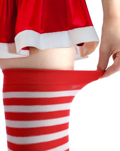 SATINIOR 2 Pairs Women's Long Striped Socks Thigh Knee High Striped Socks for Halloween Party Cosplay2