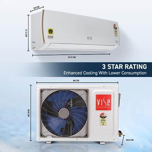 Image of VISE (by Vijay Sales) 1.5 Ton (3 Star - Inverter) Split AC with 3D Panel, Turbo Mode, Power Saving Mode, 4 Way Swing, 100% Copper Condenser (VS18INV3S3W)