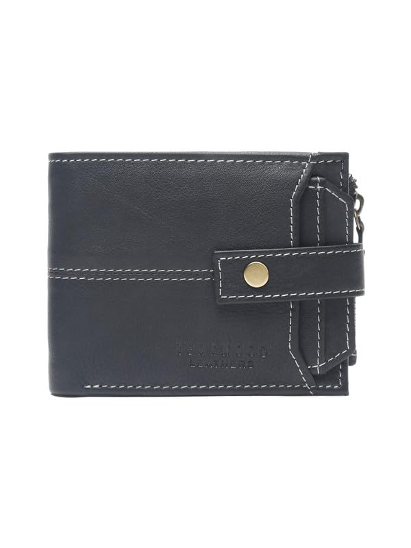 Image of TEAKWOOD LEATHERS Men's Two Fold Zipper Leather Wallet | Leather Men Wallet (Black)