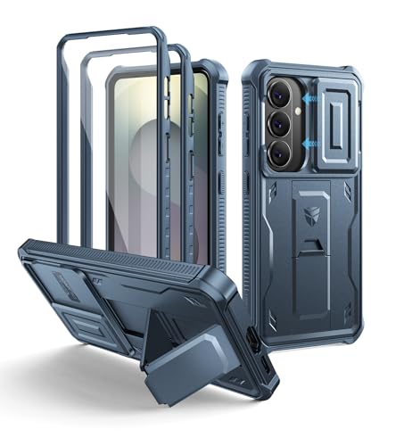 Image of Dexnor for Samsung Galaxy S26 Case with Upgraded Slide Camera Cover & 2 Front Frames & Built-in Screen Protector & Kickstand, Heavy-Duty Rugged Case Full-Body Protective Cover(2026),6.3 inch,Navy Blue