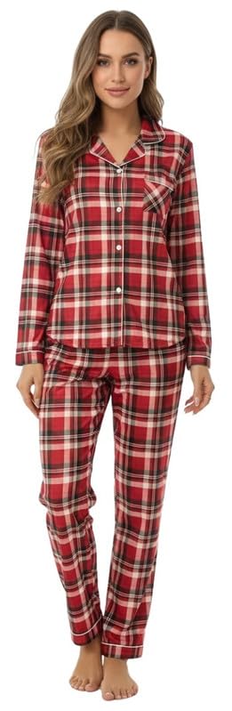 Image of Night Suit for Women with Full Sleeve Button-Down Top with Pant Dress for Woman,Night Dress for Woman, Two-Piece Loungewear Set
