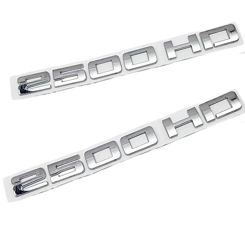 Image of 2pcs 2500HD 2500 HD Nameplates Emblems 3D Decal Badges Replacement for Both Side Doors or Tail Doors (Silver)