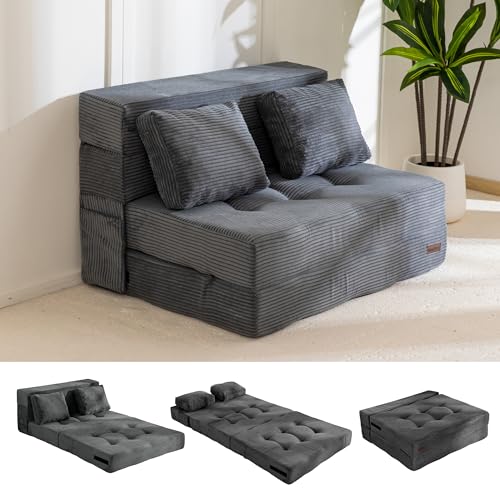 MAXYOYO Convertible Sofa Bed, Fold Out Loveseat Sleeper Sofa with Pillow, 4 in 1 Tufted Folding...