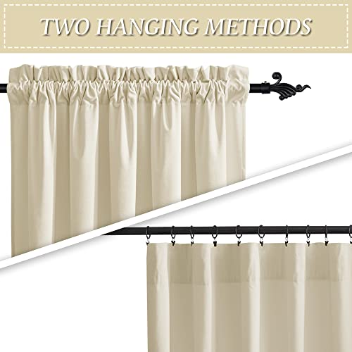 Image of RYB HOME Velvet Curtains 90 inches - Beige Plush Soft Window Curtain Panels Light Reducing Minimalist Modern Home Decor for Bedroom Kids Room Office, W52 x L90, 2 Panels Set | Thermal Insulated, Privacy, Sunlight UV Heat Blocking, Luxurious Decor, Dining Room Nursery, Rod Pocket, W52 x L90, 2 Panels