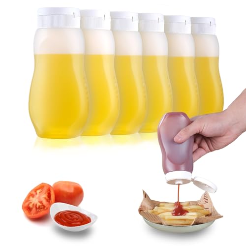 RAMFIYN 6 pack Condiment Squeeze Bottles for Sauces 12oz with