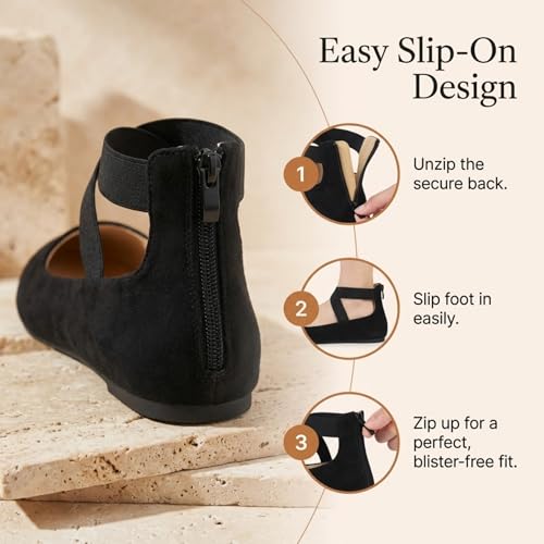 Image of EMMA NEW YORK Ankle Strap Flats for Women, Women Flat Ballerina Shoes, Women's Ballet Flats with Strap
