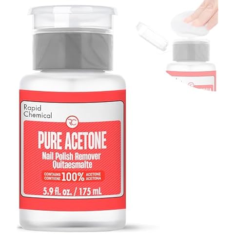 Pure Acetone 100 Percent Nail Polish Remover and Gel Nail Polish Remover With built-in Pump (175ml / 6 fl. oz) 100% Acetone Cover