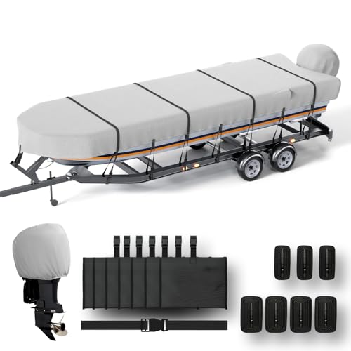 NOOKAT Jon Boat Cover 18ft with Motor Cover, 1200D...