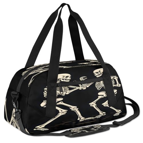 Rock and Roll Skull Skeleton Kids Duffle Bag Boys Girls Small Sport Dance Gym Bag for Overnight Travel Weekender Carry On3