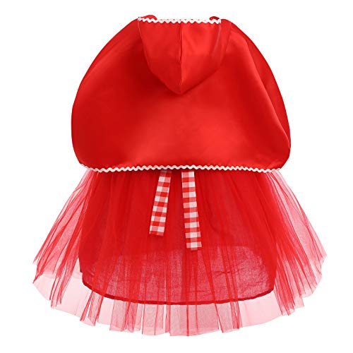 IBAKOM Kids Little Red Riding Hood Kostuum Sprookje Cosplay Halloween Kerst Fancy Dress Schort Jurk + Cape Feestoutfit Set - Afbeelding 3