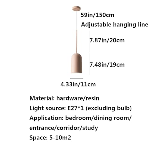 Lámpara colgante de resina E27 blanca de 11cm ajustable 3