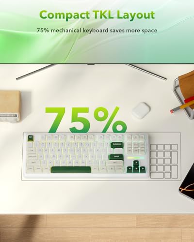 Image of Redragon K734W Wireless Mechanical Keyboard, Tri Mode BT5.0 /2.4G /USB-C 75% 81 Keys TKL Custom Hot Swappable Gaming Keyboard, Pre-lubed Linear Switches,RGB Gasket Computer Creamy Keyboard, for PC /MAC