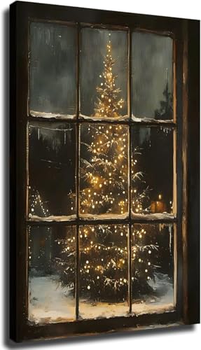 ARCO SPORTS Nostalgic Christmas Tree Wall Art, Moody Winter Wall