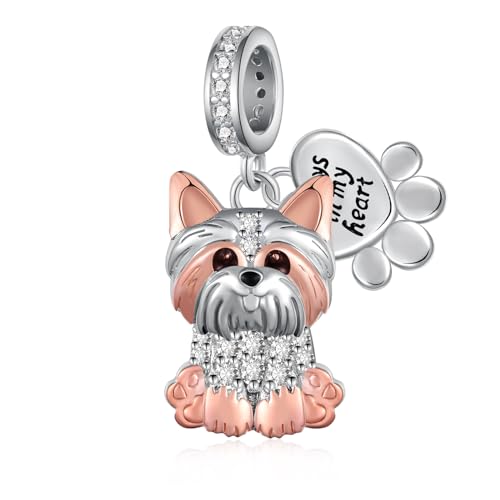 Yorkie/Pug/Maltese/German Shepherd/French Bulldog/Schnauzer/Poodle Charm 925 Sterling Silver Cute Dog Charms for Bracelets Dog Jewelry Gifts for Women