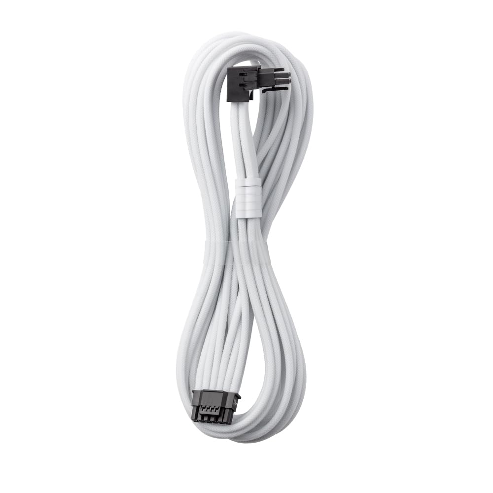 CableMod Universal Pro ModMesh Sleeved 12V-2x6 12VHPWR 90° StealthSense Direct PCIe Cable (Variant B, White)