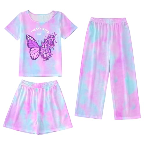 Generisch Conjuntos de ropa para niñas de moda para primavera y verano, camisetas deportivas unisex para niños pequeños, Color lila claro., 9-10 años