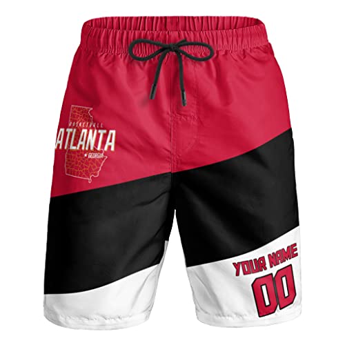 Custom Beach Shorts Basketball City Summer Casual Swim Trunks Beachwear Pants Add Name & Number Personalized Gifts for Men Youth