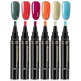 Nail Polish Pens Quick Dry, Gel Nail Polish Pen 3 in 1, Quick Drying Gel Nails Pen Polish Set, 6 Colors Per Set (#2) immagine