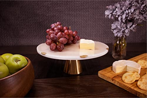 Balin Designs Cake Stand - 12" Round White Marble With Gold Accent Dessert And Cupcake Serving Display - Perfect For Weddings, Showers, Anniversaries, Parties, Or Modern Home Decor (White Marble) #TOP2
