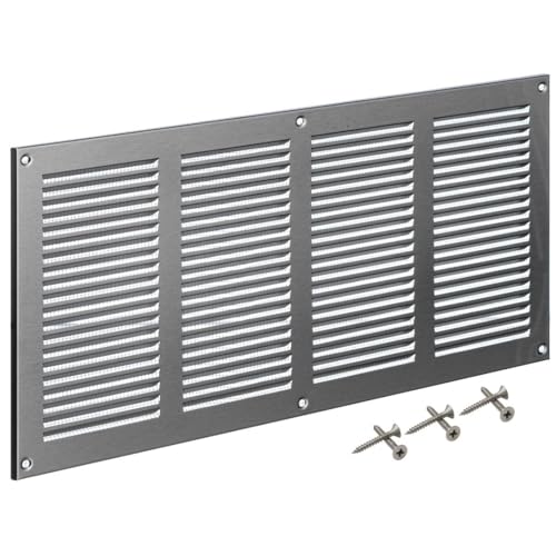 Steinberg14 Rejilla de ventilación de acero inoxidable, 400 x 200 mm, con protección contra insectos, para pared y techo, cubierta de ventilación para interior y exterior