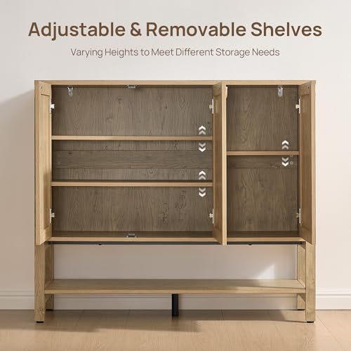 Image of SICOTAS Rattan Shoe Cabinet Storage for Entryway - 30 Pairs Boho Shoe Storage Organizer with Adjustable Shelves & 3 Doors, Tall Shoe Rack Cabinet for Hallway, Living Room (Carbon Cherry)