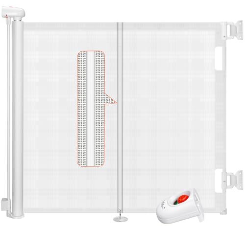 Ycozy Cancelletto per Bambini Foratura 0-150cm Cancelletto per Cani con Barra di Supporto, Retrattile Cancello Bambini Adatto per Scale Interni Esterni