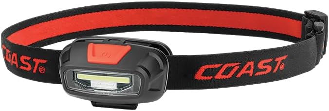 Coast® FL13 255 Lumen Dual Color (White & Red) LED Headlamp, Batteries & Hard Hat Clips Included, Red