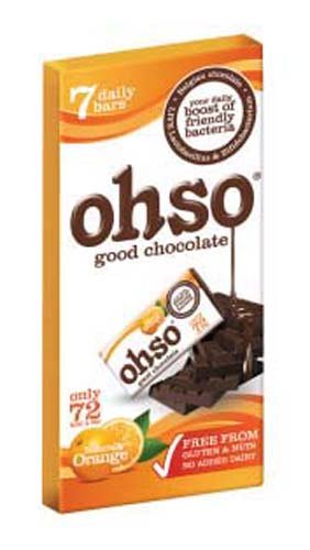Ohso Barras de chocolate oscuro, saludables, sabor a naranja, sin gluten (2 paquetes, 14 barras en total)