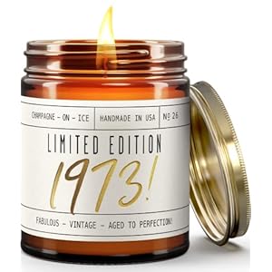 50th Birthday Gifts for Women Friends – ‘Limited Edition 1973’ Soy Candle, w/Champagne on Ice I 50 Birthday Gifts for Women I 50 Year Old Gifts for Women I 9oz Reusable Jar, 50Hr Burn, Made in USA