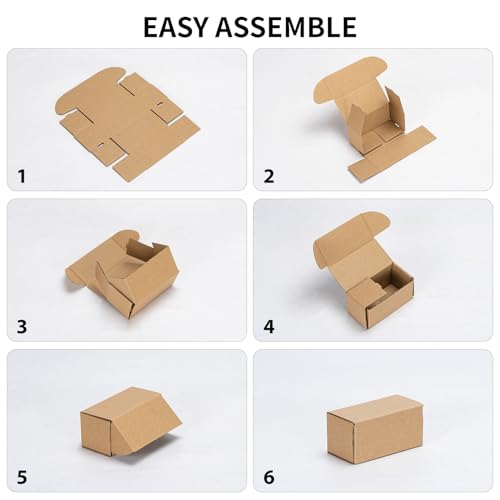 Image of RLAVBL 4.6x2.2x2.2 Small Shipping Boxes Set of 100, Brown Corrugated Cardboard Box, Mailer Box
