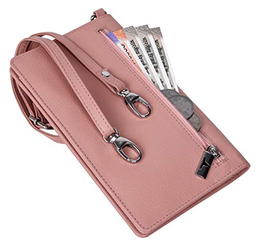 Image of URBAN FOREST Ruby Pink Leather Sling Wallet for Women