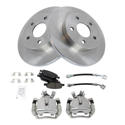 Image of TRQ Rear Brake Pad & Rotor Kit Ceramic Compatible with 2005-2008 Chevrolet Cobalt 2008-2010 HHR 2007-2009 Pontiac G5 2004-2007 Saturn Ion