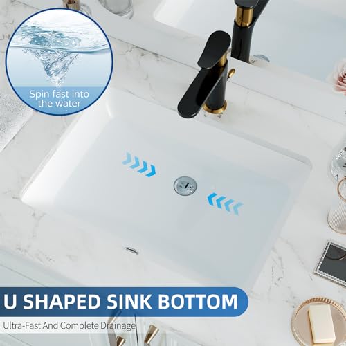 Lavabo sous comptoir rectangulaire anti-éclaboussures évier de salle de bain facile à nettoyer