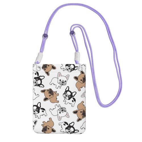 LfearTesa Piccola borsa a tracolla, porta cellulare, portamonete, borsa a tracolla, bulldog francese,Viola