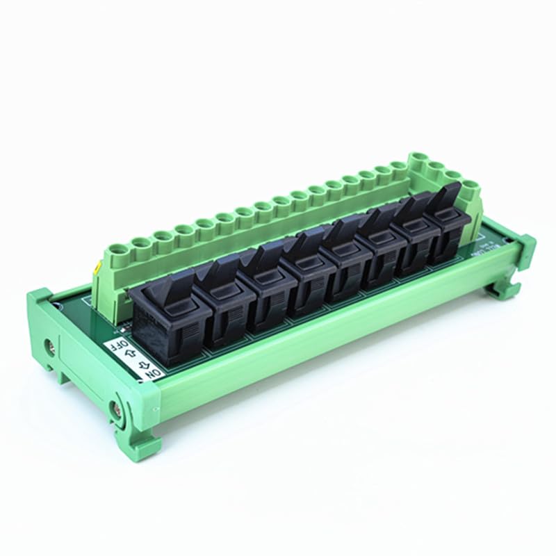 DIN Rail Mount 8 Channel Paddle Switch DC Power Distribution Strip Module