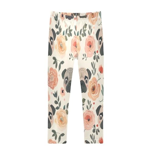 Bolaz Toddler Girls Leggings Printed Yoga Pants Leggings Rose Pekingese for Kids