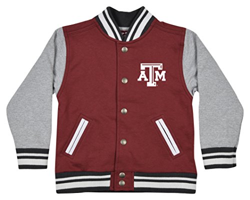 NCAA Texas A&M Aggies Children Unisex Toddler Letterman Jacket, 3 Toddler, Maroon/Oxford