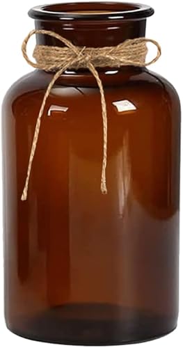 Jarrón de vidrio ámbar vacío de 16.9 fl oz17 onzas, frascos de boticario, botellas florales decorativas, contenedor con arreglo floral vintage, con