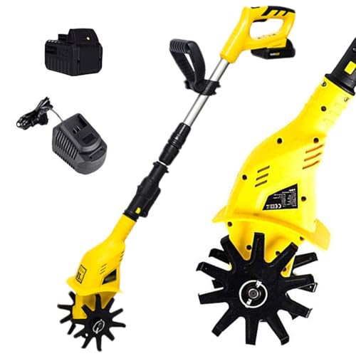 コードレス電動耕運機、4000mAhバッテリー、幅10cm、深さ25cm、庭の土壌や雑草用のポータブルロータリー耕運機 Single battery