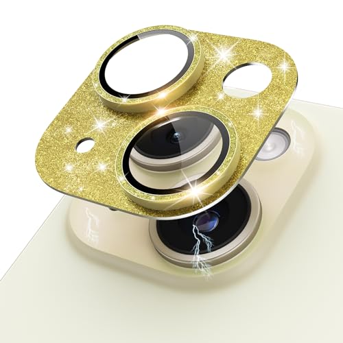 Protection objectif iPhone 15 Plus coque compatible en verre trempé 9H anti-rayures doré