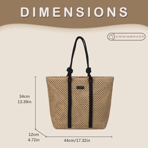 Image of Gladdon Straw Beach Bags for Women Woven Beach Tote Bag Casual Boho Large Shoulder Handbags for Vacation Holiday