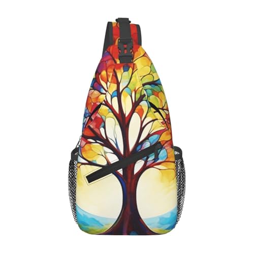 Mochila de pecho colorida Tree of Life para hiking y viaje