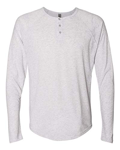 NL MENS TRI BLND LS HENLEY, HEATHER WHITE, M