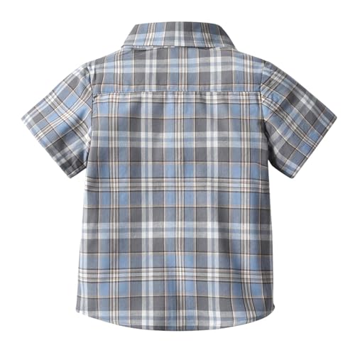 Little Boys Dress Shirts with Bowtie Boys Button Down Short Sleeve Plid Shirt Cute Baby Boys Summer Clothes2