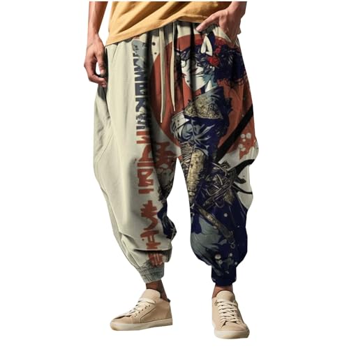 TDEOK 3D Druck Haremshose Herren Baggy Lang Pump Hose Freizeithose Jogginghose Lustig Muster Streetwear Elastische Taille Sporthose Mit Kordelzug Weite Beine Hippies Hosen Atmungsaktive Yogahose