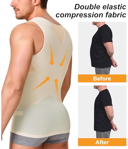 Image of Compression Shirt for Men Slimming Undershirt Body Shaper Tank top for gynomastica Sleeveless Shapewear Vest Men